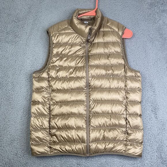 Uniqlo Ultra Light Down Vest Mens Medium Gold Brown Packable Puffer Lightweight - Picture 1 of 9